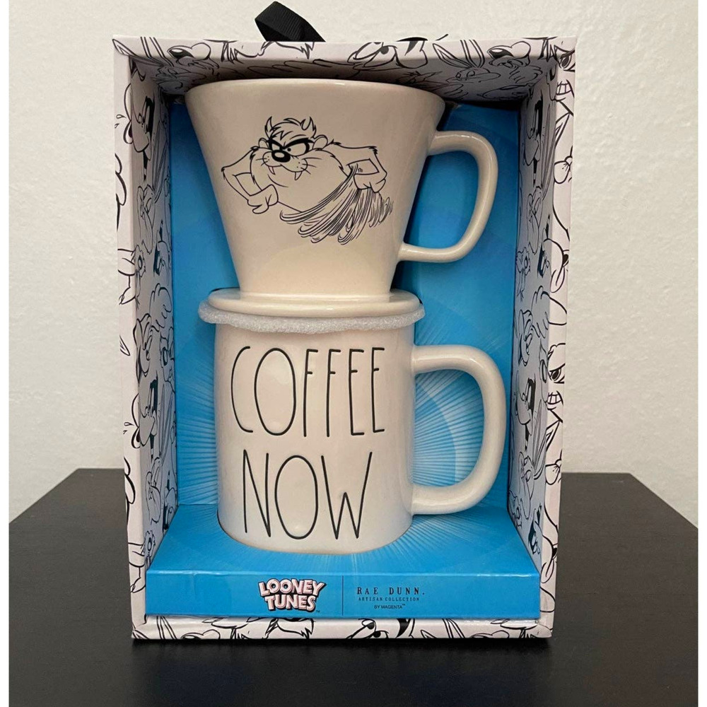 NEW Rae Dunn Looney Tunes Tasmanian Devil Coffee Drip Cone & Mug Gift Set